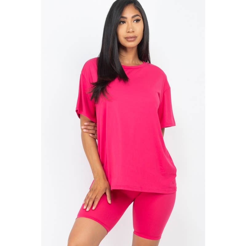 Paperdoll - Venta al por mayor Conjuntos de top y pantalón corto (NO para estar en casa) - Mujer - Conjunto de camiseta holgada de ajuste suelto y pantalones cortos de ciclismo23