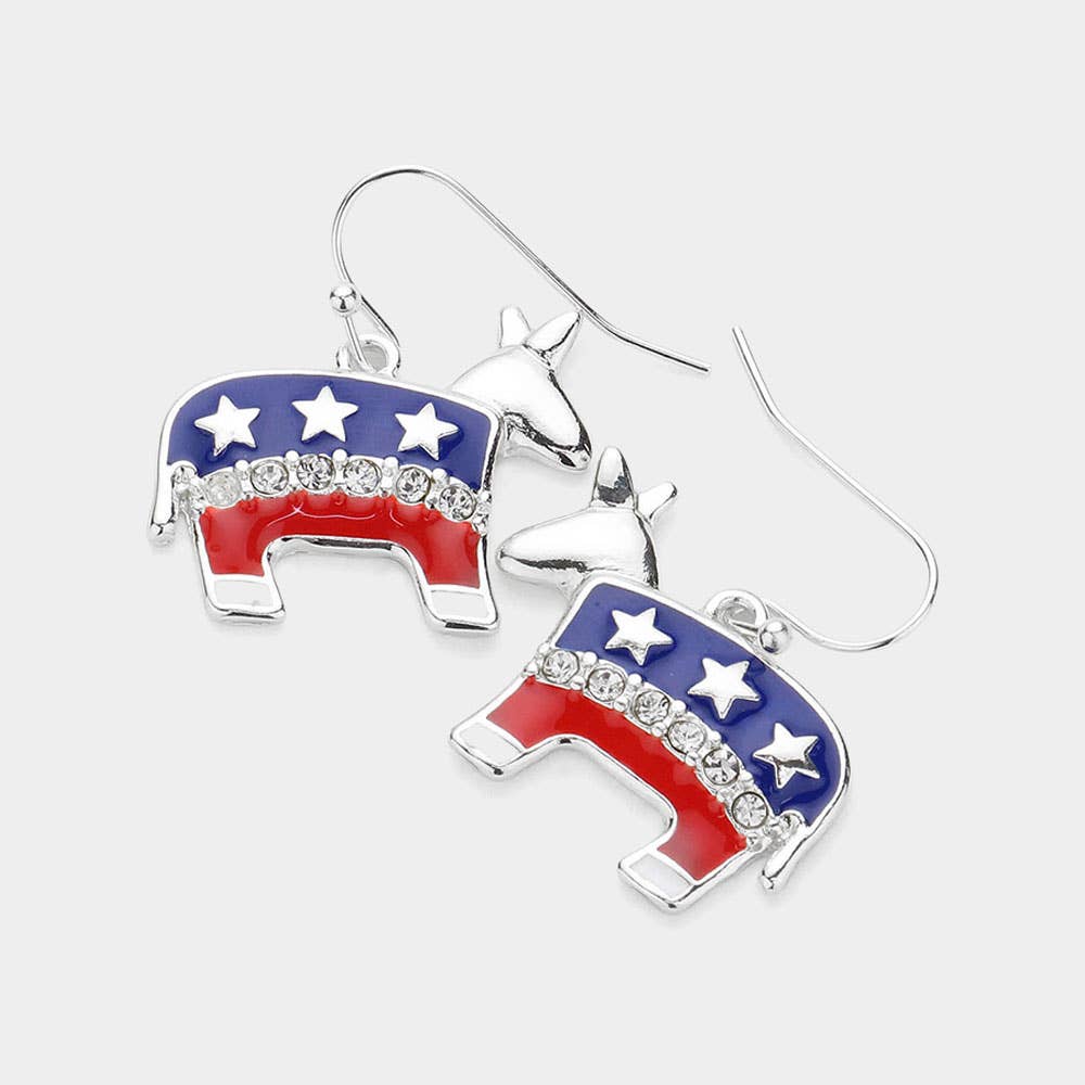 Sensibling Corp. - Wholesale Dangle Earrings - American USA Democrat Donkey Dangle Earrings