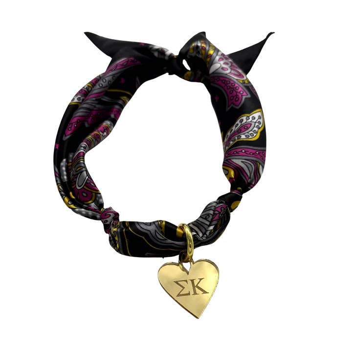 Sarahndipity Shop - Wholesale Scarf - Women's - Sorority Scarf with Engraved Greek Letter Gold Heart Charm10