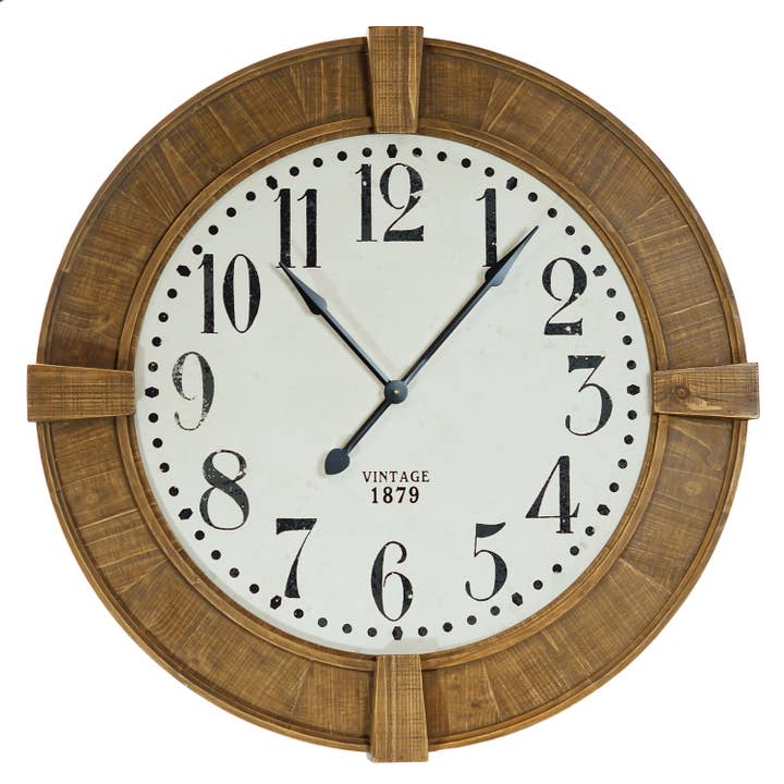 VIP Wood 42.5 in. Brown Traditional Wall Clock for wholesale by VIP Home & Garden