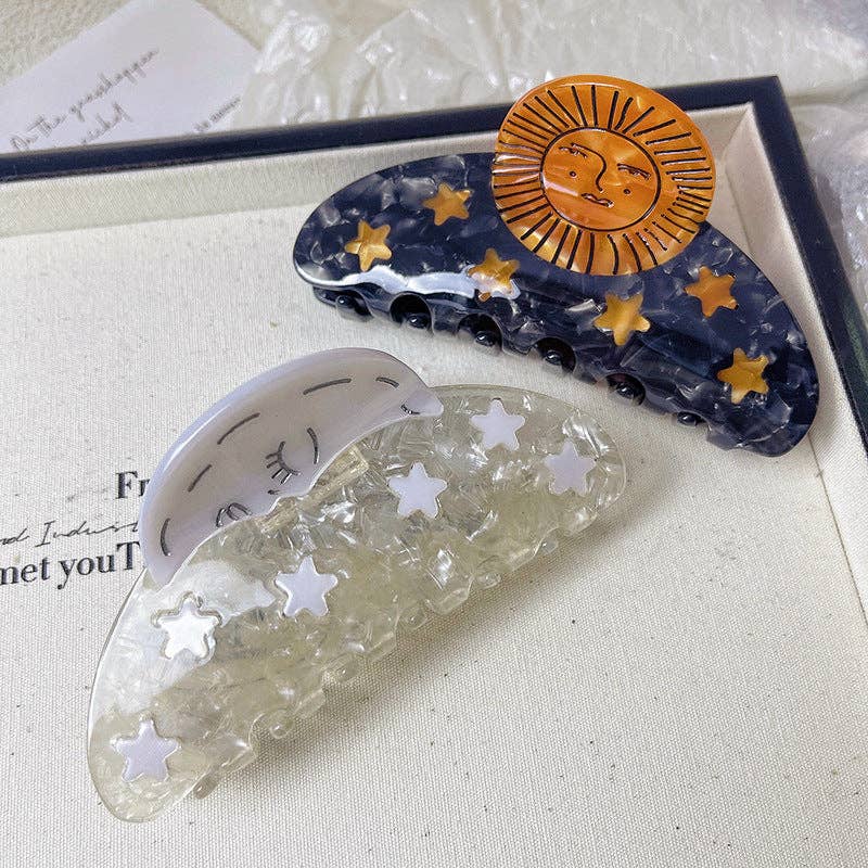 Sun and Moon Acetate Hair Claw Clip for wholesale by WEST AUSSIE SUPPLIES