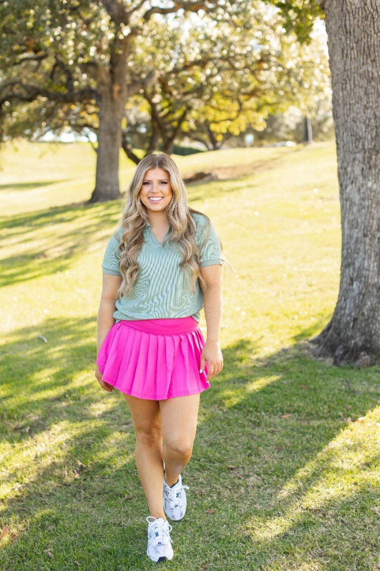 Vert Haut polo en maille côtelée, vert sauge en vente sur Faire12