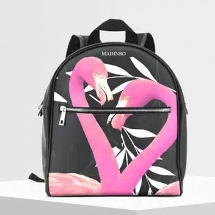 Zaino di MADINBO - Backpack - Made in Italy - FENICOTTERI per la vendita all'ingrosso da parte di MADINBO