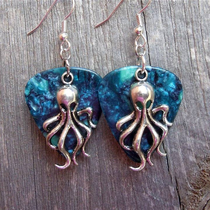 Simply Raevyn - Wholesale Dangle Earrings - Octopus Charm Guitar Pick Earrings38