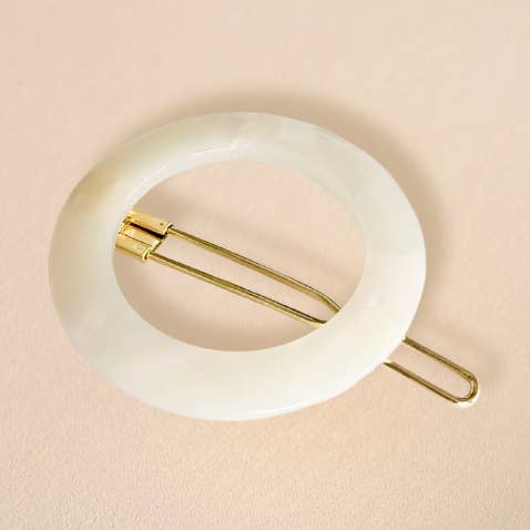Round Mother-of-Pearl Barrette for wholesale by Bachca
