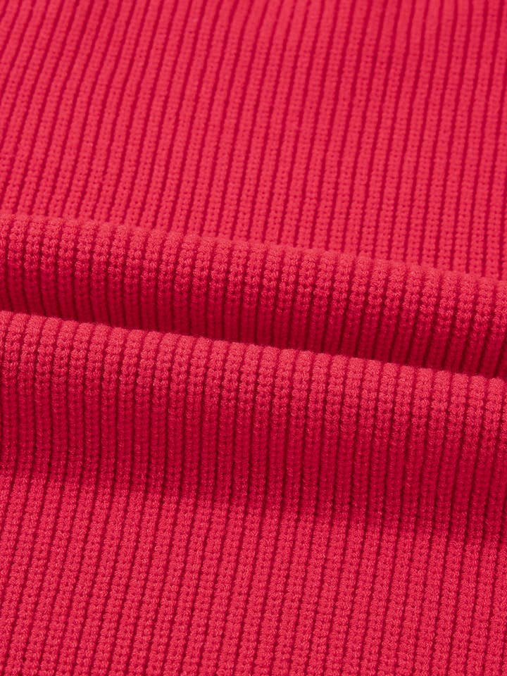 Fiery Red FB Christmas Sequin Bow Drop Shoulder Sweater for wholesale on Faire4