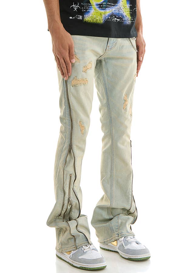 KDNK - Wholesale Jeans - Men's - DOUBLE ZIPPER FLARE JEANS3