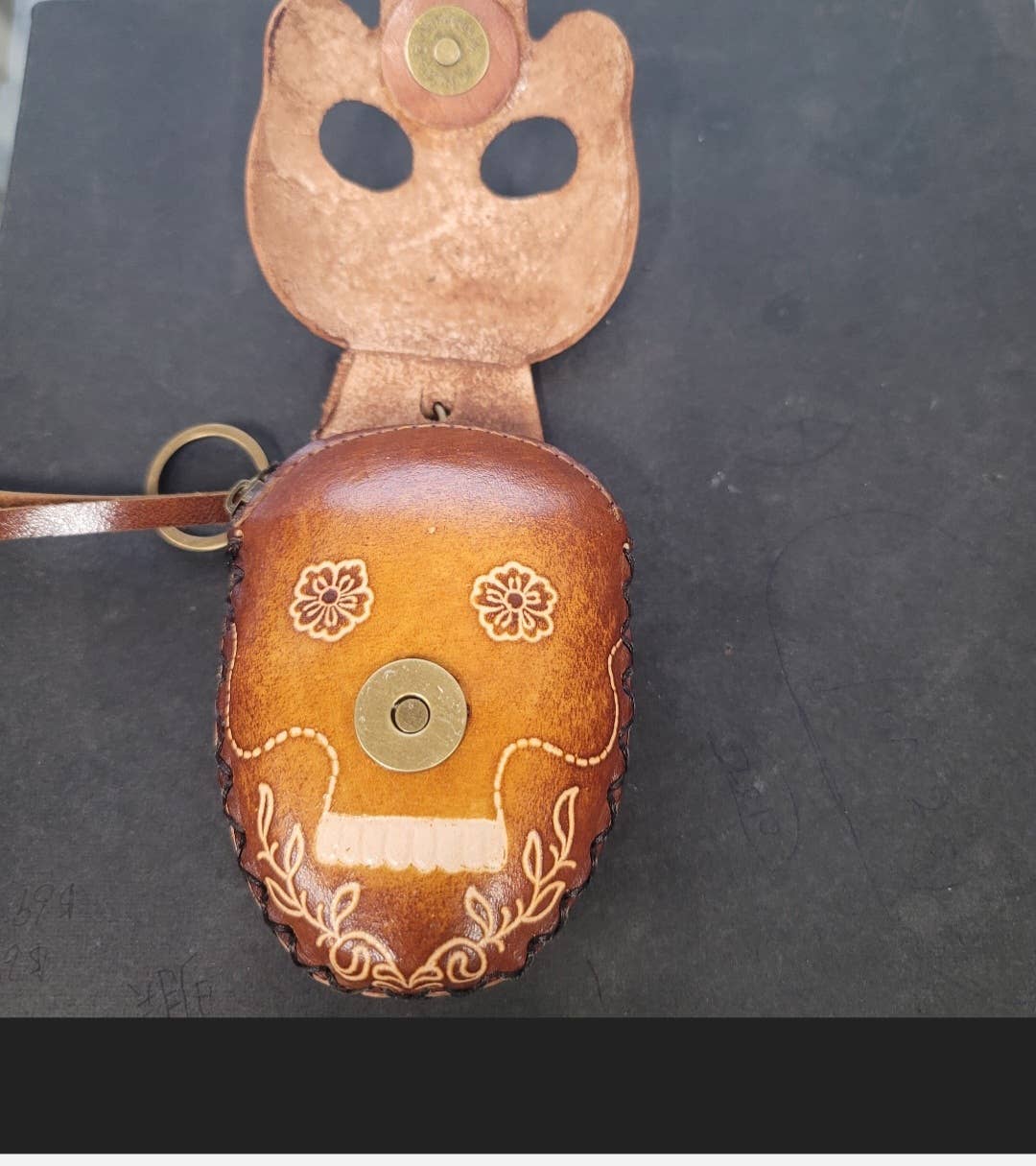 Sunflower Handmade leather inc - Wholesale Portemonnee - Dames - Cp3527 leren portemonnee met schedel en polsbandje – dag van de doden design11