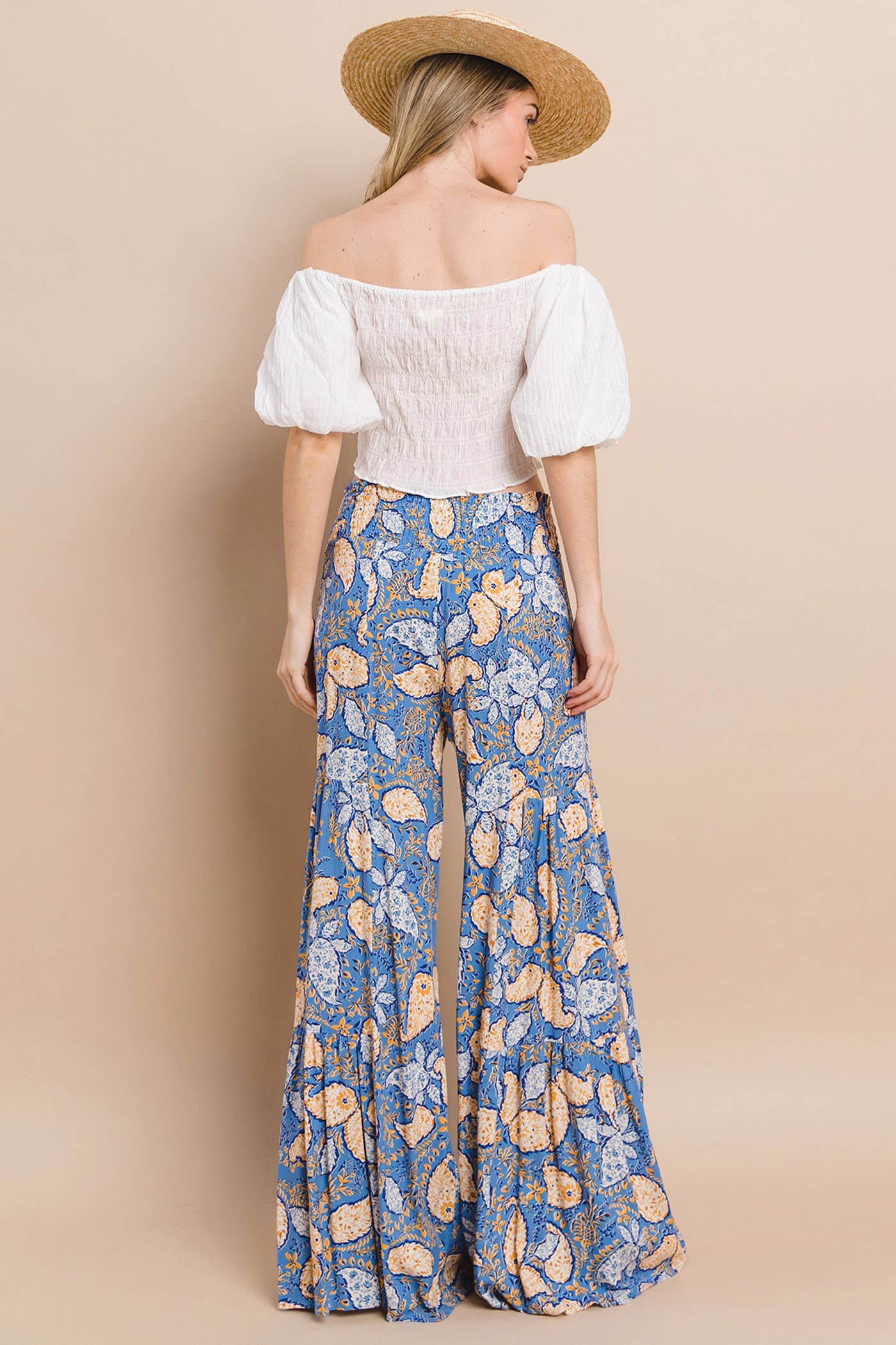 AZUL MULTI PANTALONES PALAZZO BOHO DE PERNERA ANCHA - BLUE MULTI 2314 de venta al por mayor en Faire3