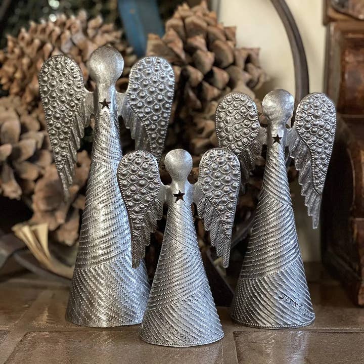 Haiti Fair Trade~ It's Cactus - Wholesale Christmas Decoration - Set of 3 Standing Angels – Handmade Haitian Metal Tabletop 2