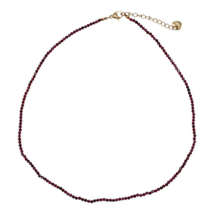 Collier Grenat rouge 2-3mm acier inoxydable doré/argenté (référence 13) pour la vente par Foliesbijoux