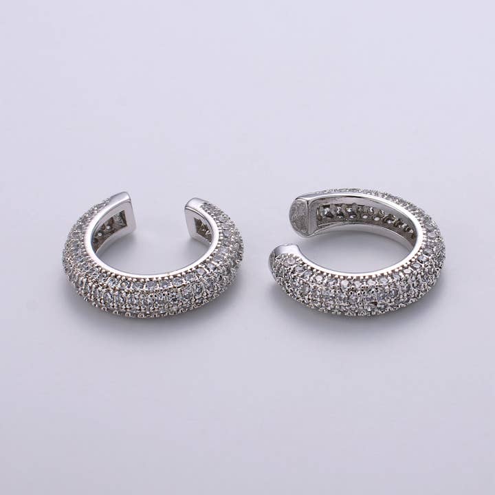 Aim Eternal - Wholesale Cuff/Wrap Earrings - 1x 16mm 24k Gold Micro Pave Ear Cuffs AI102 AI103
