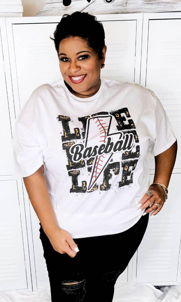 Sugar Stitch - Wholesale Screen Printed T-Shirt - Women's - Baseball Life Lightning Bolt T-Shirt0