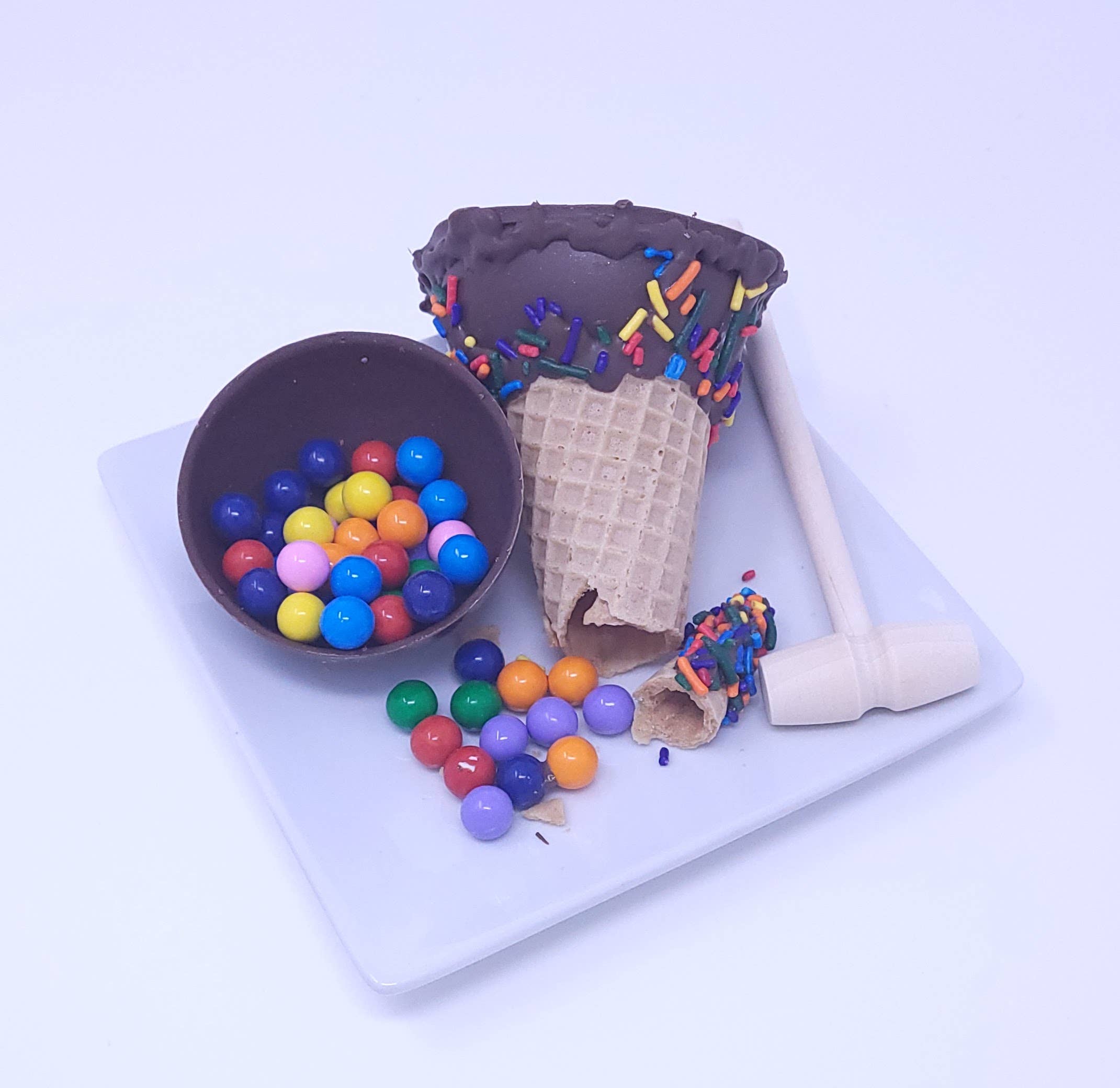 Wild Angel Treats, LLC - Wholesale Chocolate Covered Sweets - Melted Ice Cream Cone Candy Bomb (choose theme/colors)1