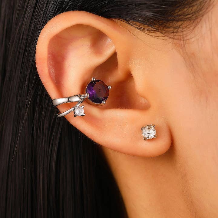 Trendy Leaf Design Zircon Ear Cuffs Set for wholesale by SALINA TRADING INC