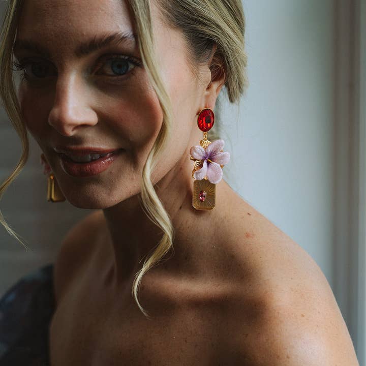 The Pink Reef - Wholesale Dangle Earrings - The Pink Reef Ruby Earring1