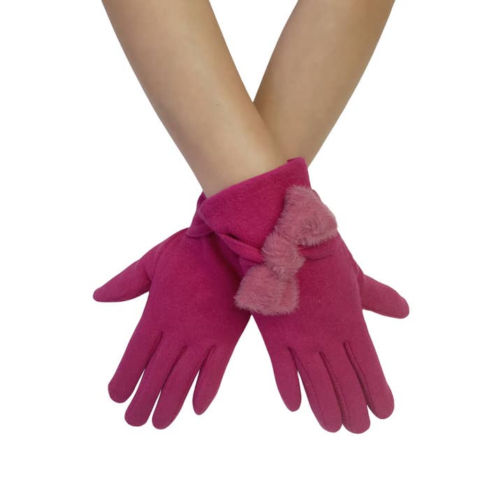 Fashion Scarf World - Wholesale Gloves – Women's - Twist Bow Plain Touchscreen Gloves2
