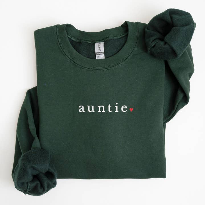 Embroidered Auntie Sweatshirt Crewneck New Aunt Gift for wholesale by P E T I T R U E