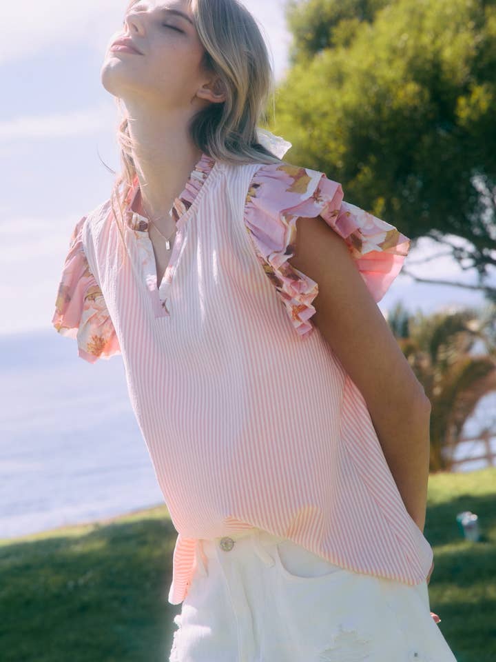 Striped Printed Blouse for wholesale by Oddi