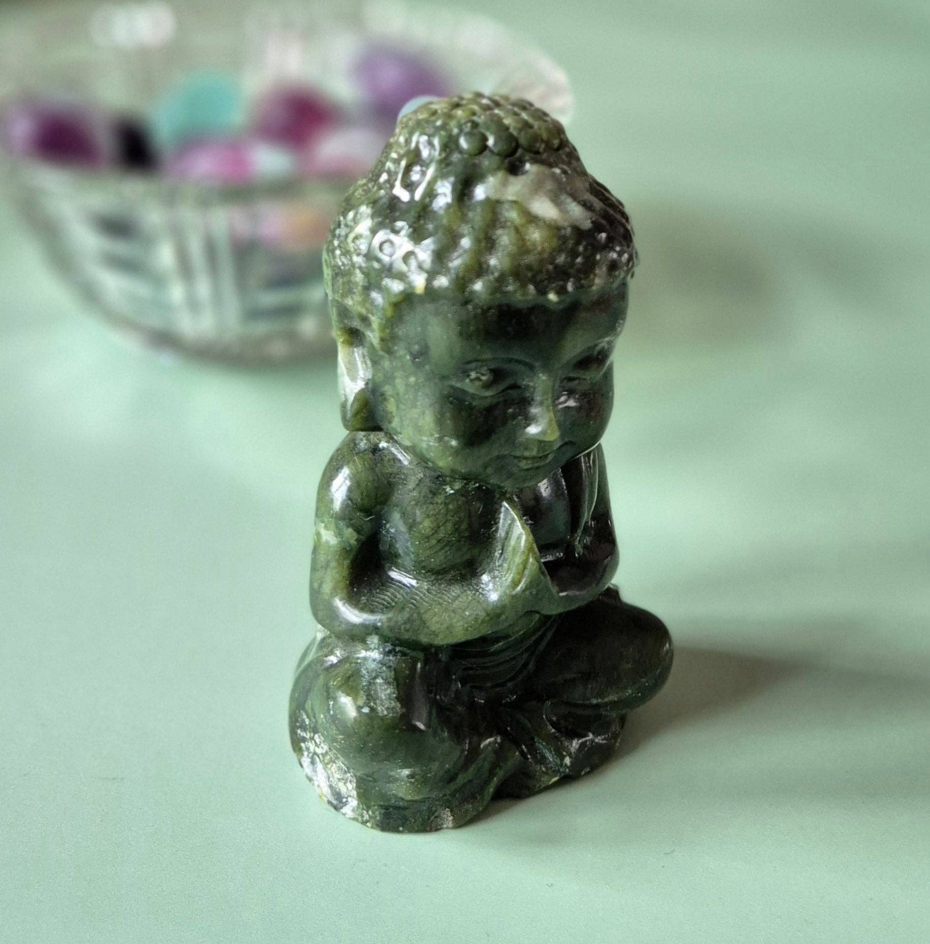 Moonlight Gemstones - Wholesale Spiritual Stone/Crystal - Nephrite Jade Buddha Crystal Carving 10cm2