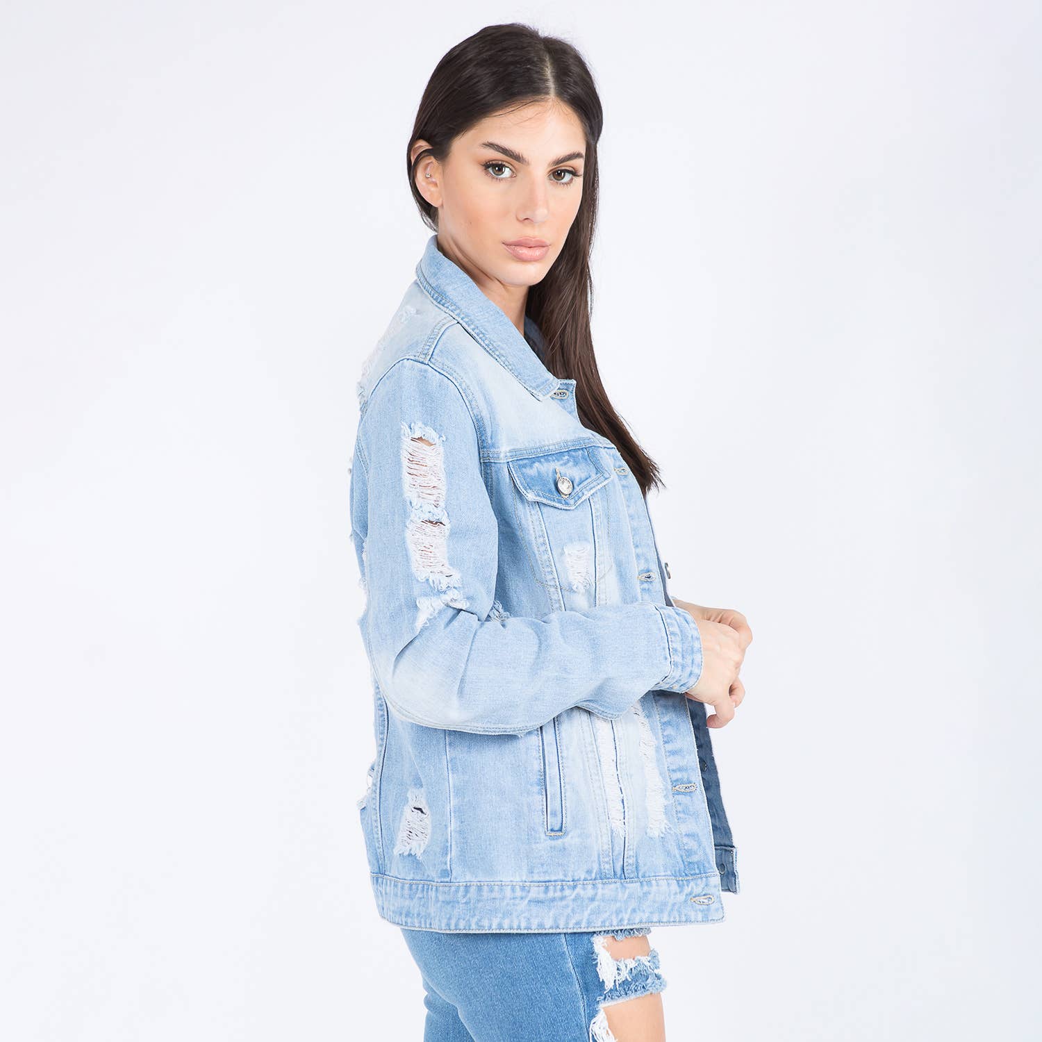 American Bazi - Venta al por mayor Cazadora vaquera - Mujer - Chaqueta vaquera con desgaste en la espalda - American Bazi3