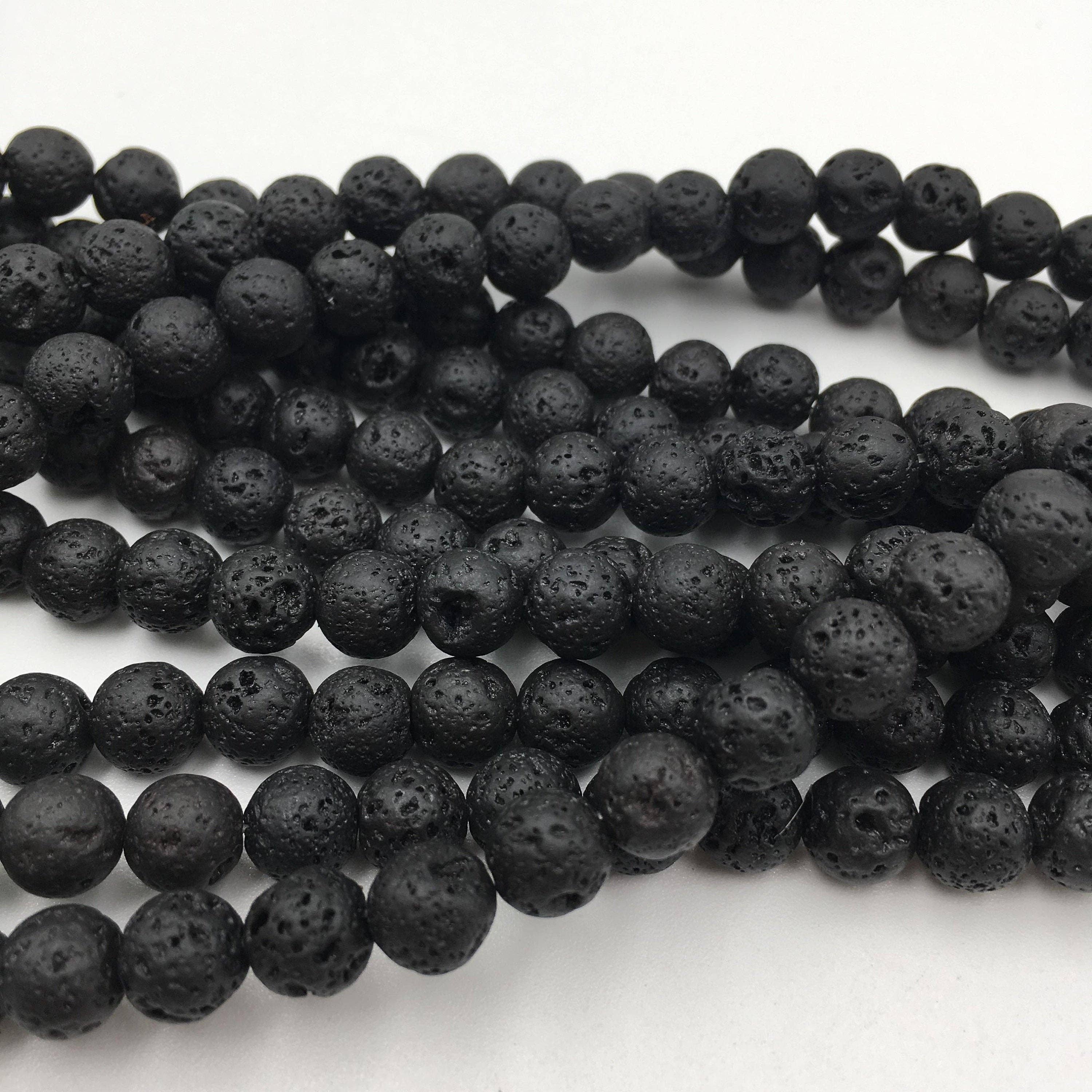 CRCBEADS - Vendita all'ingrosso Perline - Perle rotonde in pietra di roccia lavica nera naturale 4mm 6mm 8mm 10mm 12mm filo da 15,5"7
