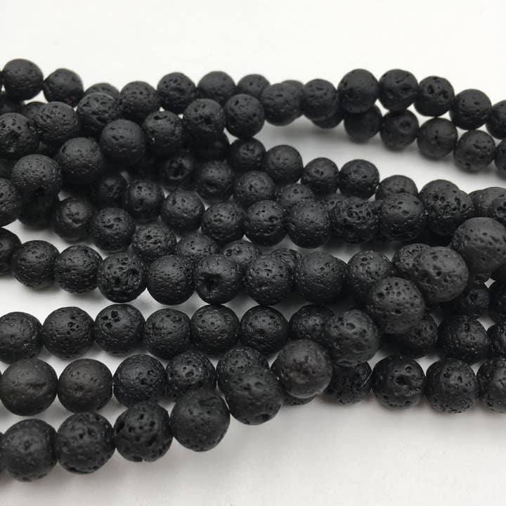 CRCBEADS - Vendita all'ingrosso Perline - Perle rotonde in pietra di roccia lavica nera naturale 4mm 6mm 8mm 10mm 12mm filo da 15,5"7