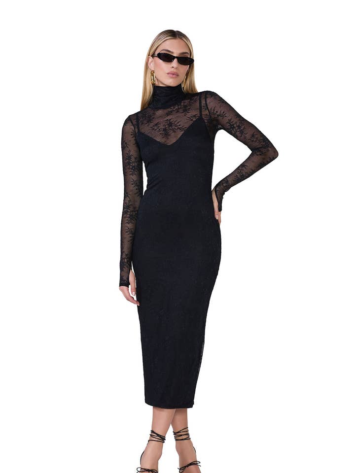 Shailene Lace Dress - Noir for wholesale by AFRM