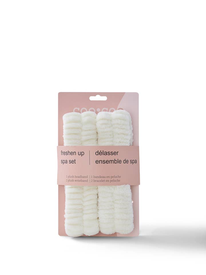 Conjunto de 3 PC 'Freshen Up' Fuzzy Headwrap + Pulseiras - Creme por atacado de CooCoo Beauty