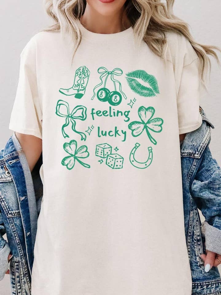 Feeling Lucky Graphic Heavy Cotton Tee for wholesale by COLORBEAR