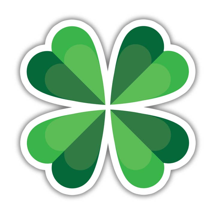Autocollant imperméable en vinyle Trèfle à 4 feuilles de 3 po pour la Saint-Patrick pour la vente par Sarah Curran Designs