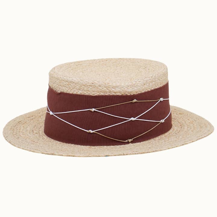 Olive & Pique - Wholesale Straw Hat - Women's - Floral Embroidery Raffia Straw Boater Sun Hat, Adjustable1