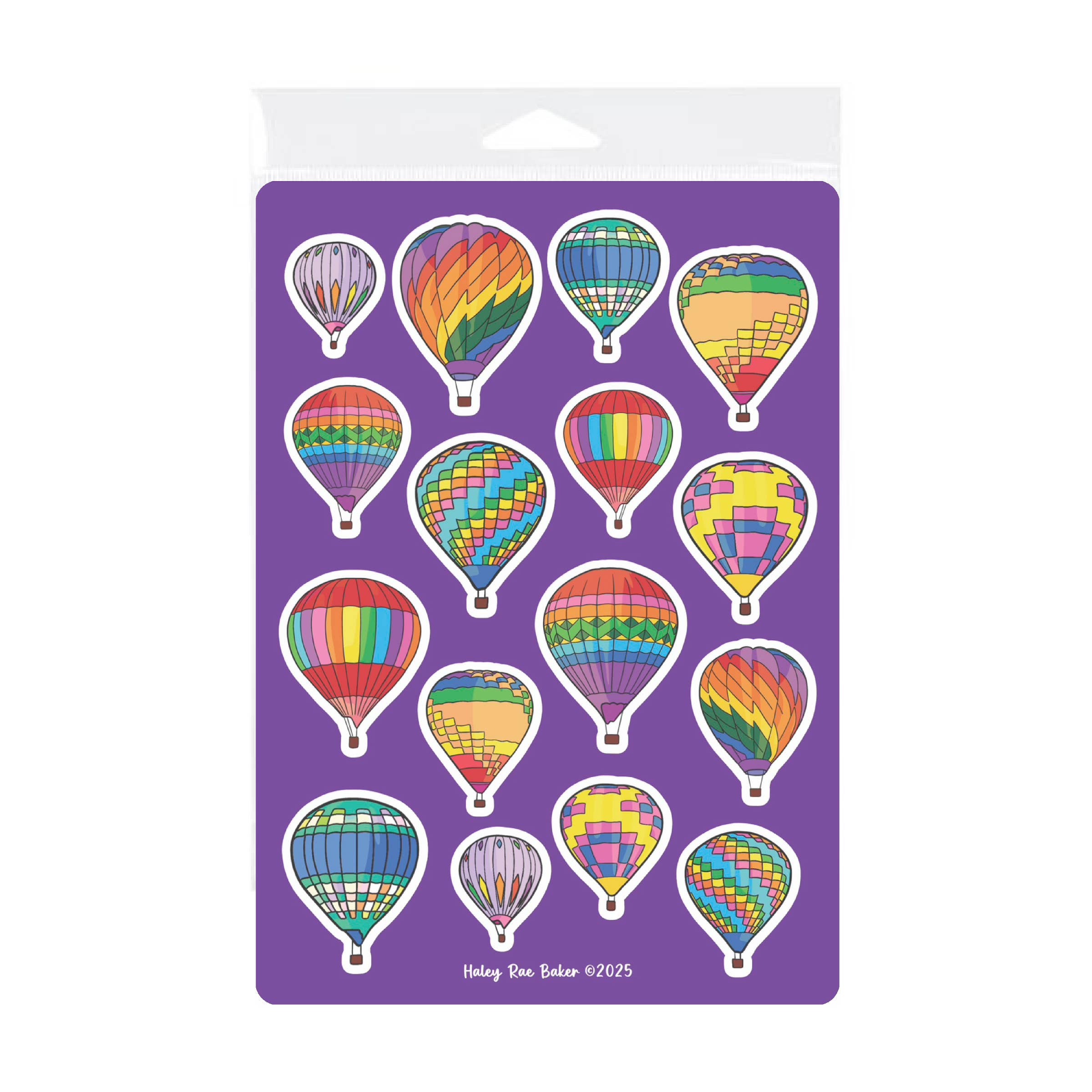 Surprise Inside Art - Wholesale Sticker - Rainbow Hot Air Balloons Vinyl Sticker Sheet1