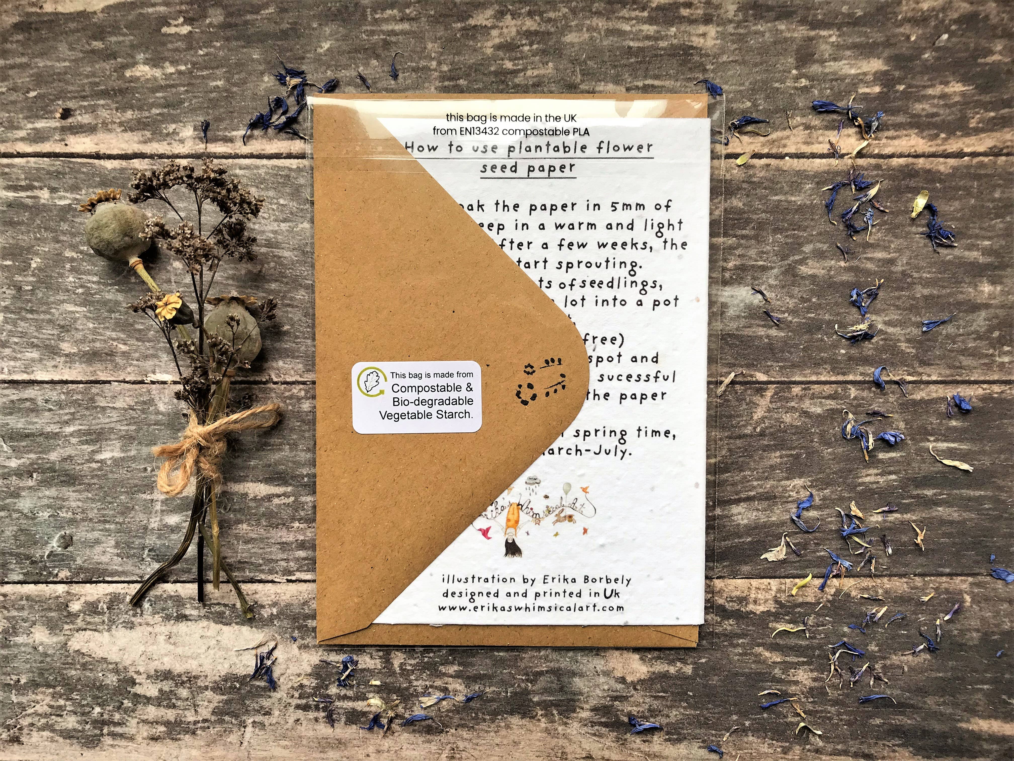 Erika's Whimsical Art – wholesale Love card – Plantable  Seed Paper Floral Heart Card10