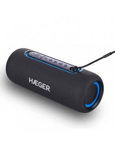 Haeger – Colunas por atacado – Coluna Bluetooth Portátil HAEGER Light Boom - Autonomia 3h, IPX5, Microfone, Iluminação3