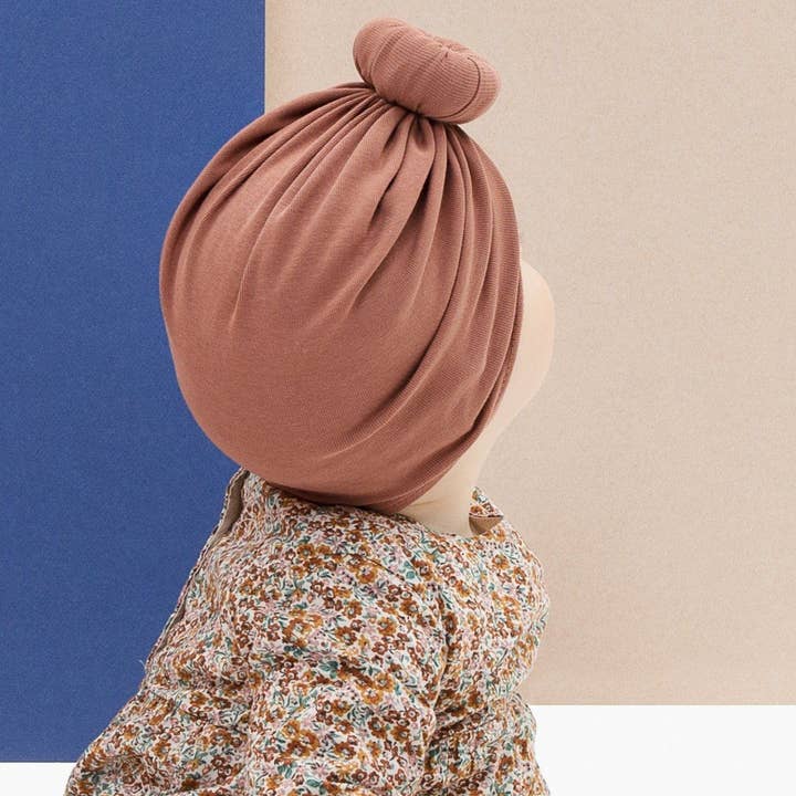 BABYONTOP – wholesale Mössa för nyfödda - Baby – Turban Coton JUSTINE - Brun de Mars