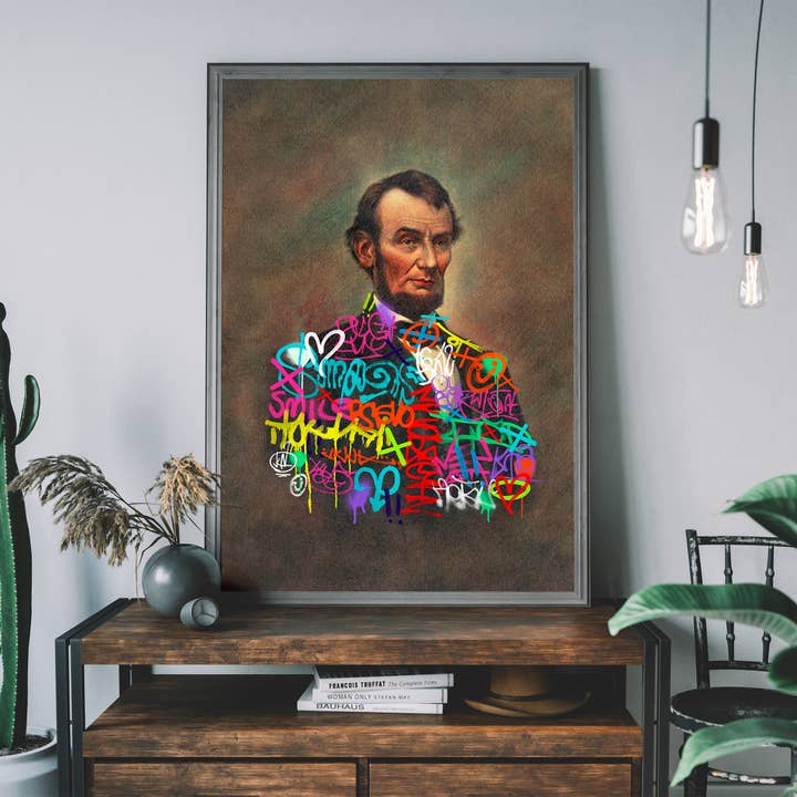 Ink & Drop - Vendita all'ingrosso Stampa artistica - Giacca Abraham Lincoln Graffiti stampata