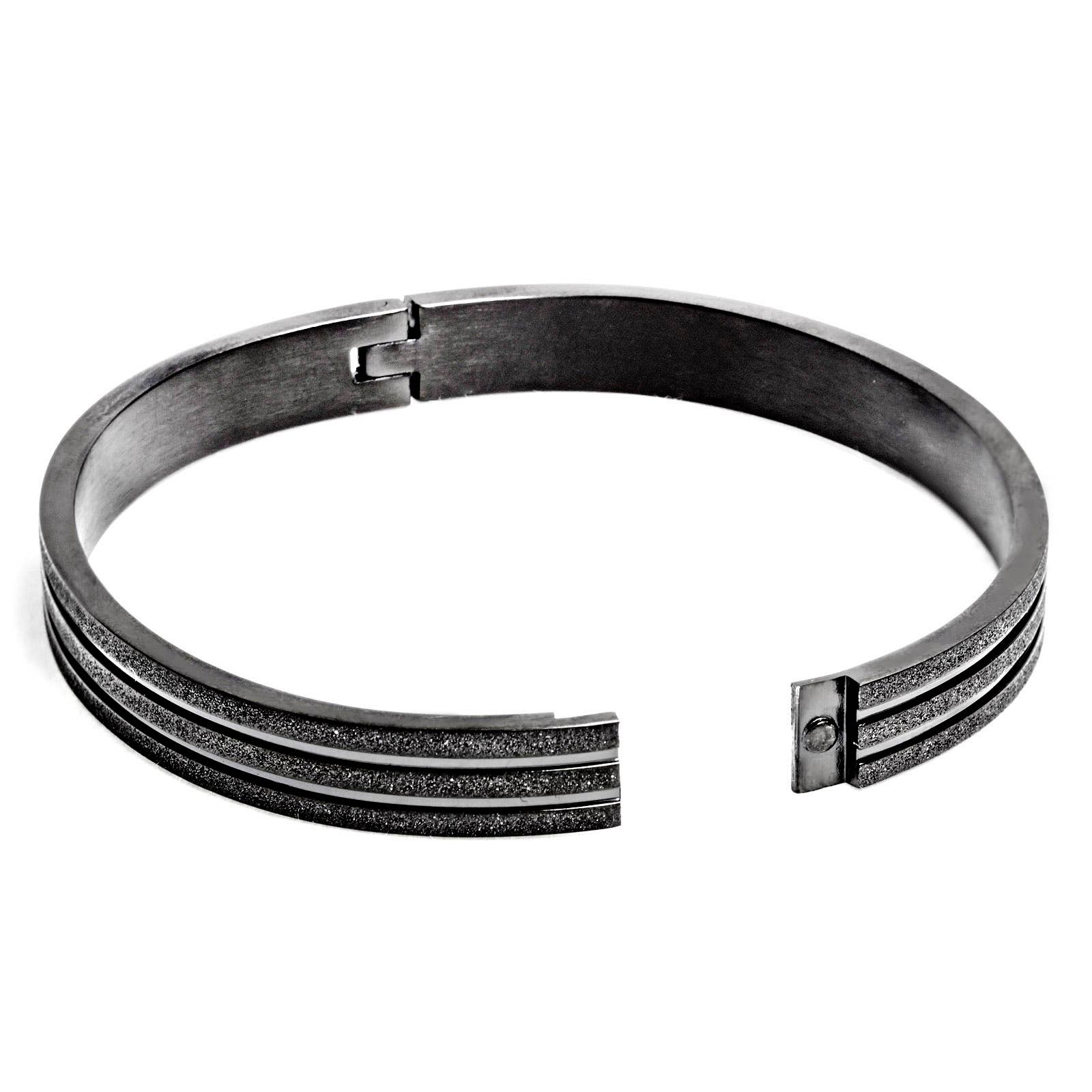 West Coast Jewelry - Wholesale Bangle Bracelet - Women's 8mm Sandblasted Black Plated Bracelet2
