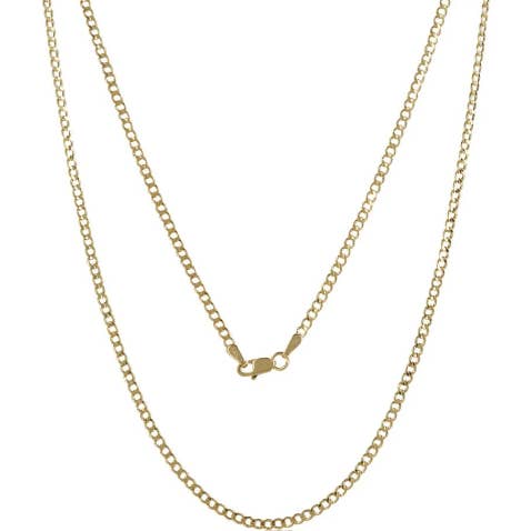 Karrbear - Wholesale Link & chain necklace - 10K Solid Yellow Gold Cuban Link Curb Chain Necklace 2mm2