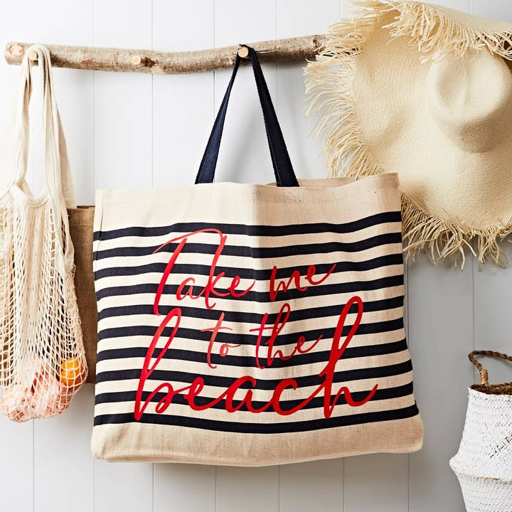 Take Me To The Beach Stripe Beach Bag for wholesale by Tillyanna