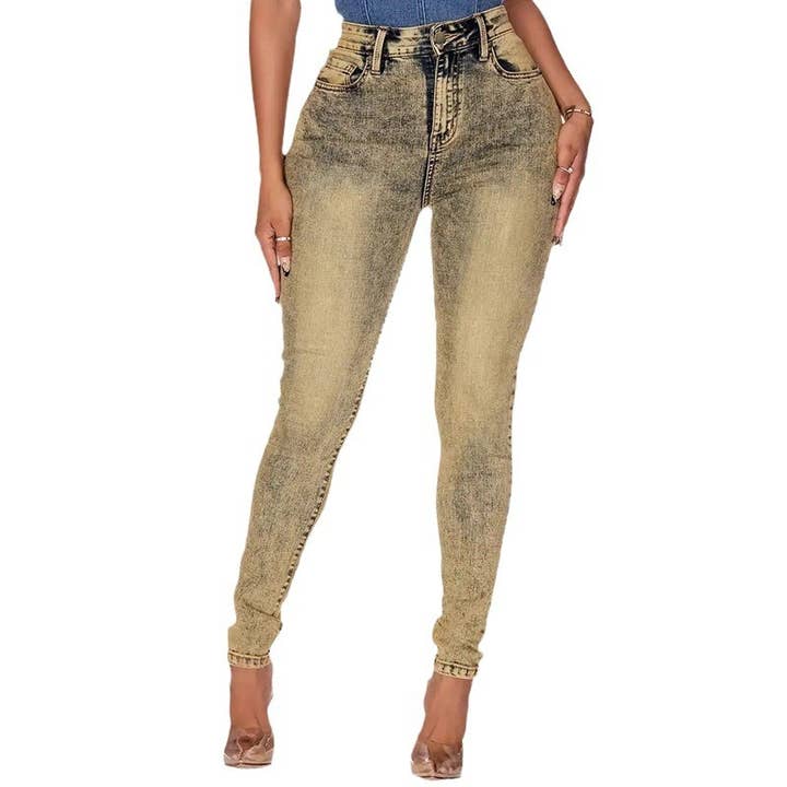 Tourtiwi - Vendita all'ingrosso Jeans - Donna - Jeans skinny a nove punte, lavati, da donna, taglia grande