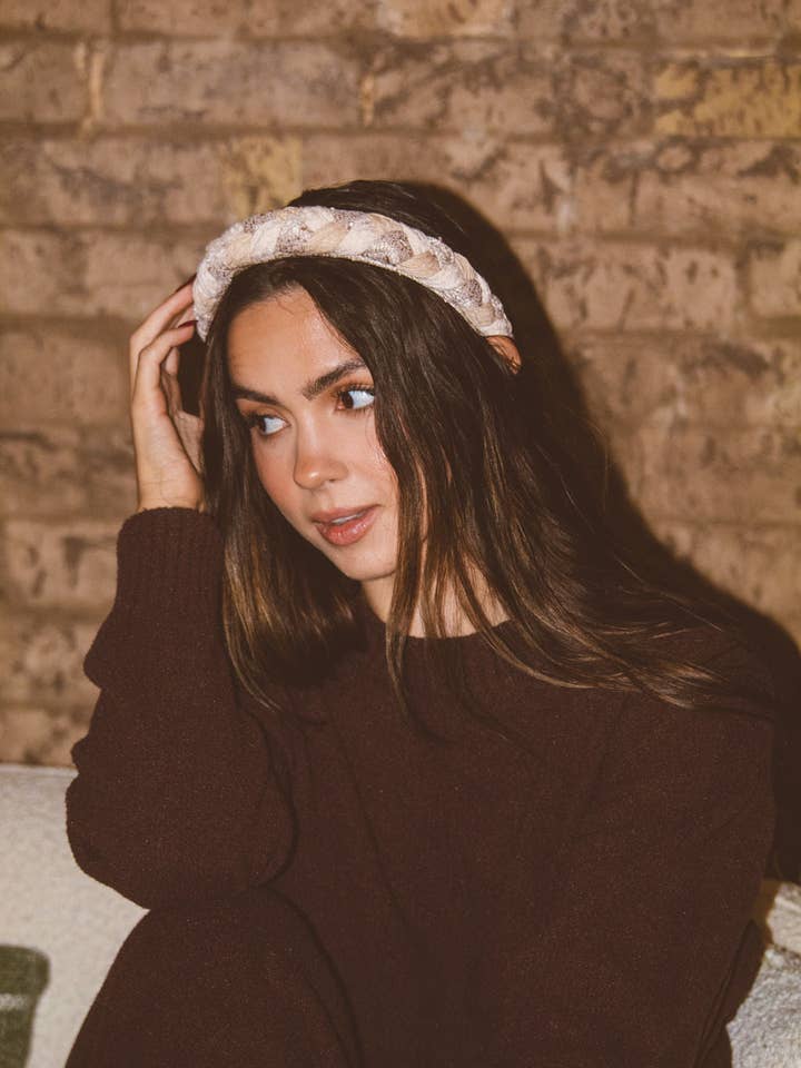 Beige Braided Headband for wholesale by Shop Andi