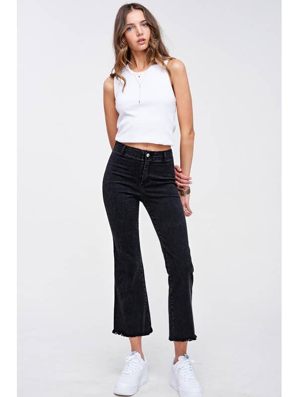 La Miel – Calças - Mulher por atacado – MCP3113-Calças Flare elástica de Cintura Alta Lavada e Macio39