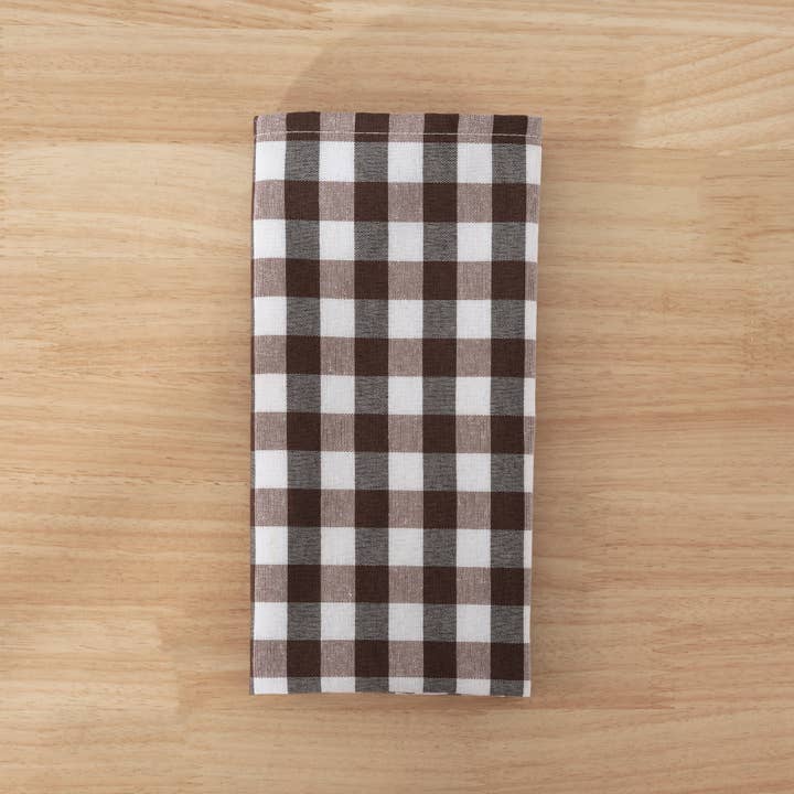 SG HOGAR - Wholesale Dinner & Cloth Napkin - Pack of 6 Vichy Brown napkins - 45x45 cm3