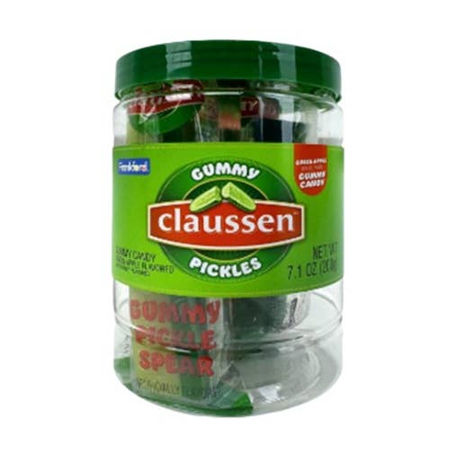 Claussen Gummy Pickle Spears 7.1oz Jar, 6ct for wholesale by Grandpa Joe's Candy Shop