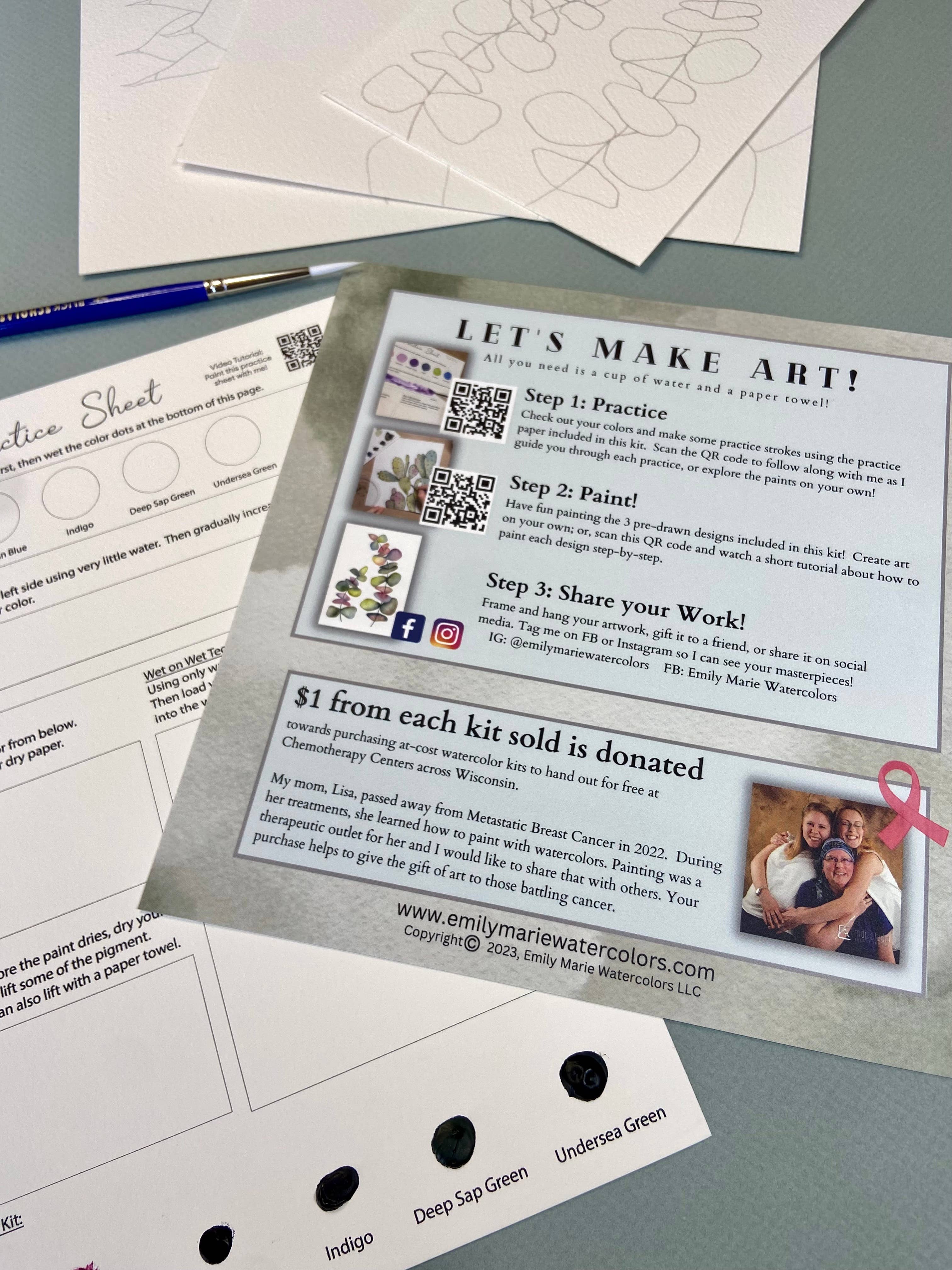 Emily Marie Watercolors - Wholesale DIY Craft Kit - Watercolor Painting Kit: Jewel-Toned Botanicals3