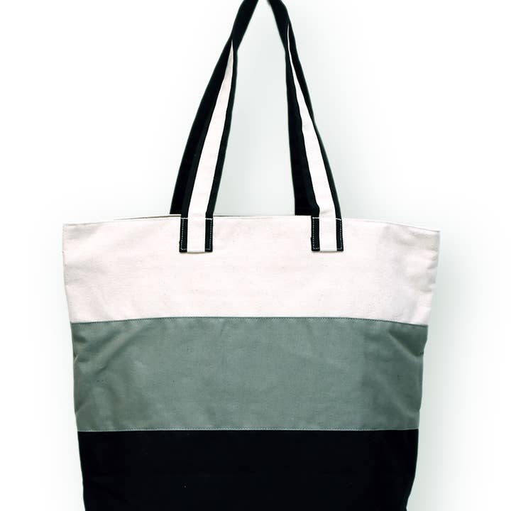 Bolso de lona de algodón a rayas – 15" x 7" x 18,75" para venta al por mayor de ExpoBazaar