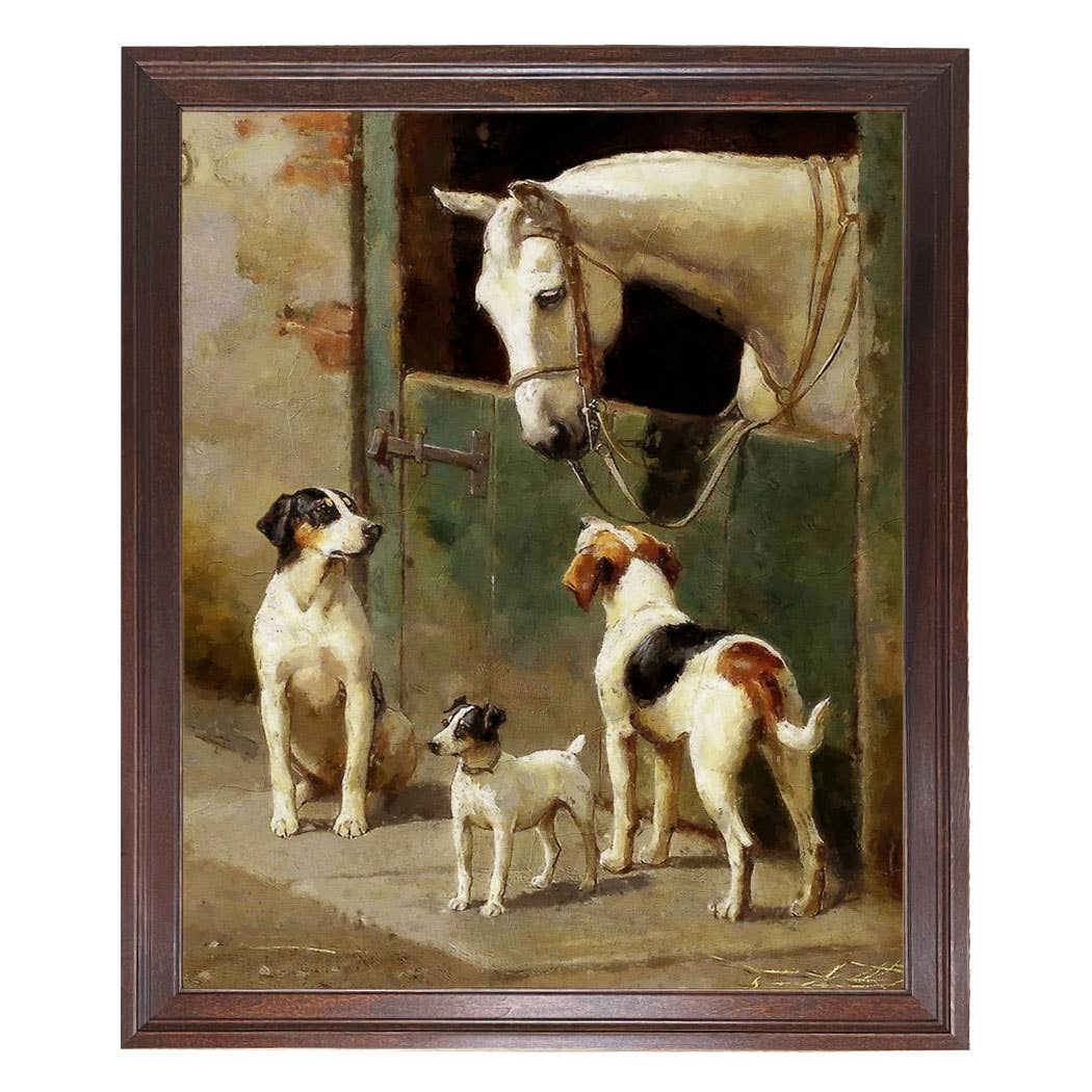 Madison Bay Co. - Historical Home Decor Reproductions - Wholesale Art Print - Dog and Horse at Stable Vintage Painting Print on Canvas42