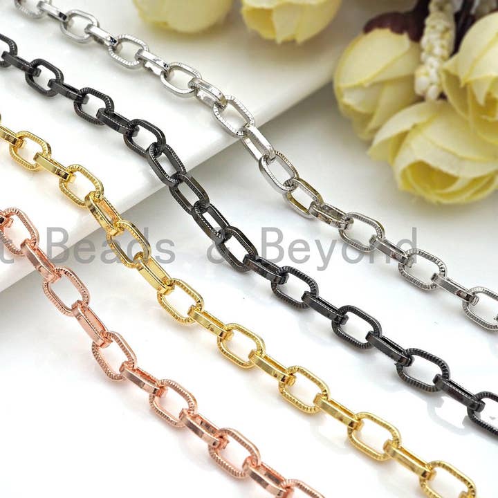 6x9mm Textured Paper Clip Chain by Yard, E512 for wholesale by BestBeads&Beyond