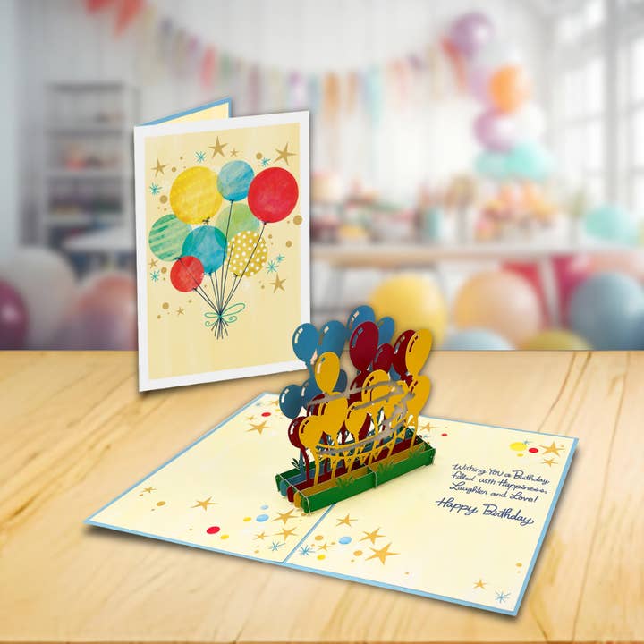 Balloon Bouquet 3D Card Pop-Up Happy Birthday Design for wholesale by Designer Pop!
